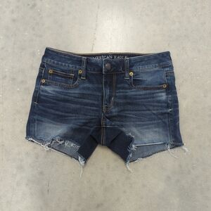 American Eagle Outfitters Dark Blue Denim Cutoff Shorts - Shortie - Size 4